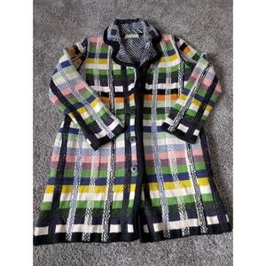 Aldomartins Multi Color Plaid Wool Alpaca Blend Knit Cardigan Coat Small Spain